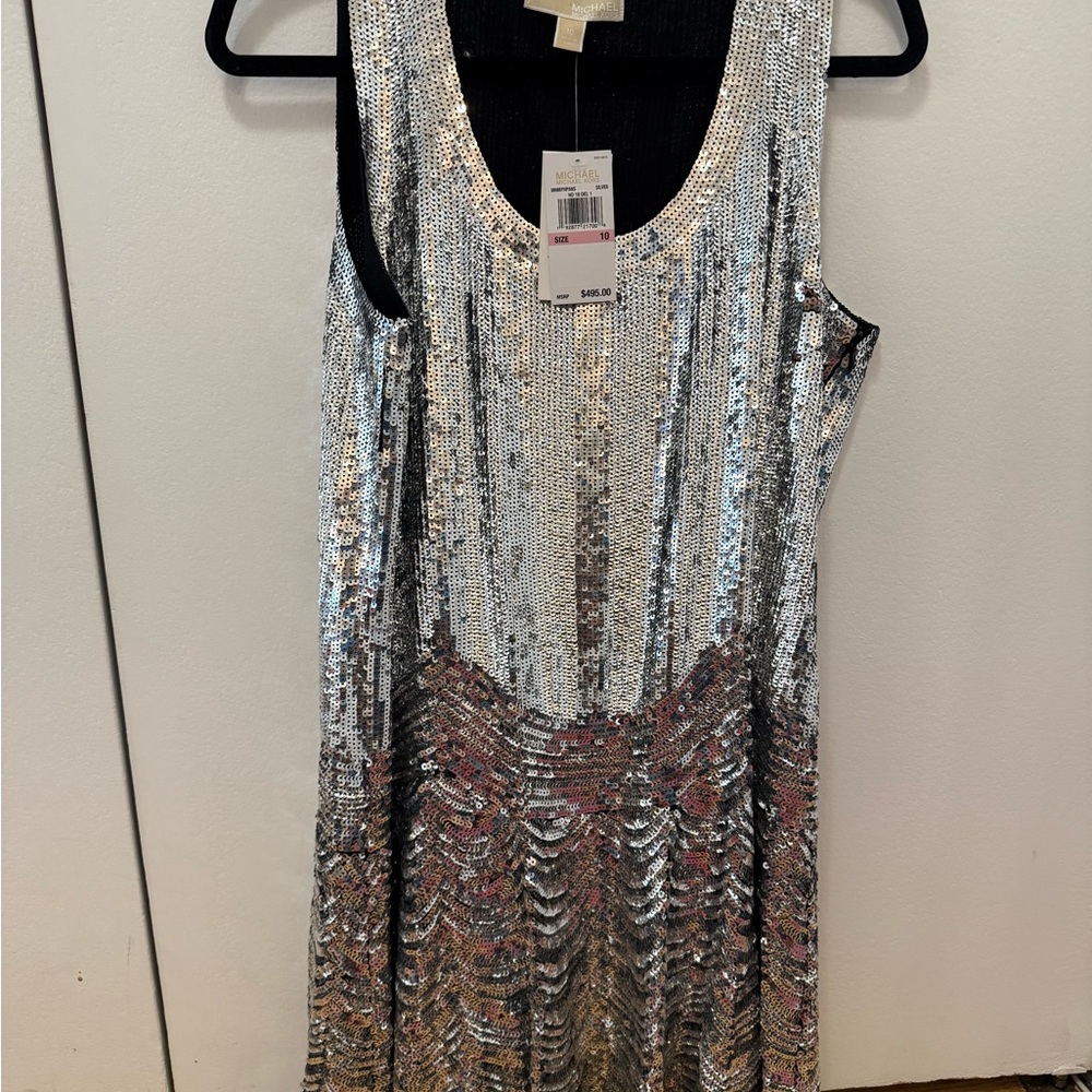 MICHAEL Michael Kors Silver Sequin Cocktail Dress